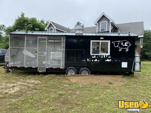 2008 8.5' x 15' Barbecue Kitchen Food Concession Trailer w/ 13' Porch & Bathroom for Sale in Massachusetts!