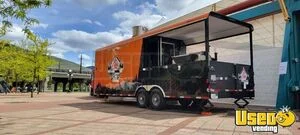2023 8.5' x 24' Barbecue Food Concession Trailer with Fire Suppression & Porch for Sale in Montana!