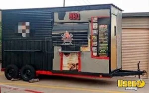 2020 8' x 16' Barbecue Food Concession Vending Trailer with Porch and Smoker for Sale in Texas!