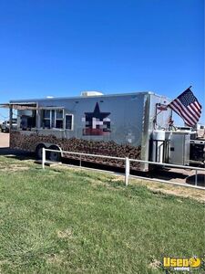 Well Equipped - 31' Barbecue Food Trailer with Porch | Food Concession Trailer for Sale in Texas!