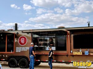 Mobile BBQ Restaurant 2019 8' x 32.2' Full Kitchen & BBQ Concession Trailer w/ Rotisserie Smoker for Sale in Texas!