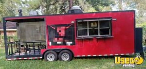 2017 - 7' x 14' Barbecue Food Concession Trailer with Open Porch for Sale in Texas!