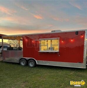 Brand New 2023 - 8.5' x 24' Mobile Barbecue Food Concession Trailer with Porch + Upgraded Coating for Sale in Texas!
