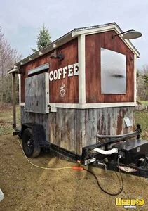 Well Equipped - 6.5' x 10' Mobile Coffee Concession Trailer with Porch for Sale in Minnesota!