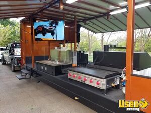 Gooseneck Barbecue Concession Trailer Barbecue Food Trailer Diamond Plated Aluminum Flooring Texas for Sale