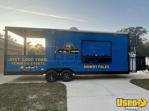 PRACTICALLY NEW - 2024 8.5' x 28' Mobile Kitchen Food Concession Trailer with Porch for Sale in Florida!