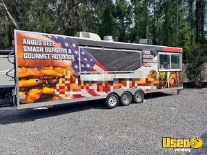 2024 - 31' Triple Axle Food Kitchen Concession Trailer w/ Pro Fire System for Sale in Florida!