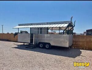 35' Gooseneck Open Barbecue Smoker Food Concession Trailer for Sale in Texas!