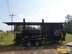 Used 24' Open Covered BBQ Pit Gooseneck Smoker Tailgating Trailer for Sale in Texas!