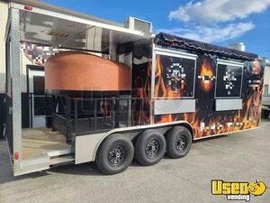 2021 8.5' x 28' Wood Fired Pizza Oven Kitchen Concession Trailer w/ Porch +  Pro Fire System for Sale in North Carolina!