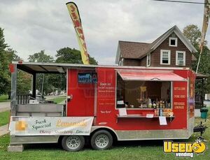 8.5' x 24' Shaved Ice, Lemonade & Kettle Corn Concession Trailer with Porch for Sale in New York!