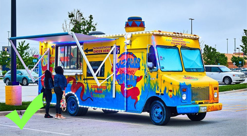 Food Truck in Use People Outside